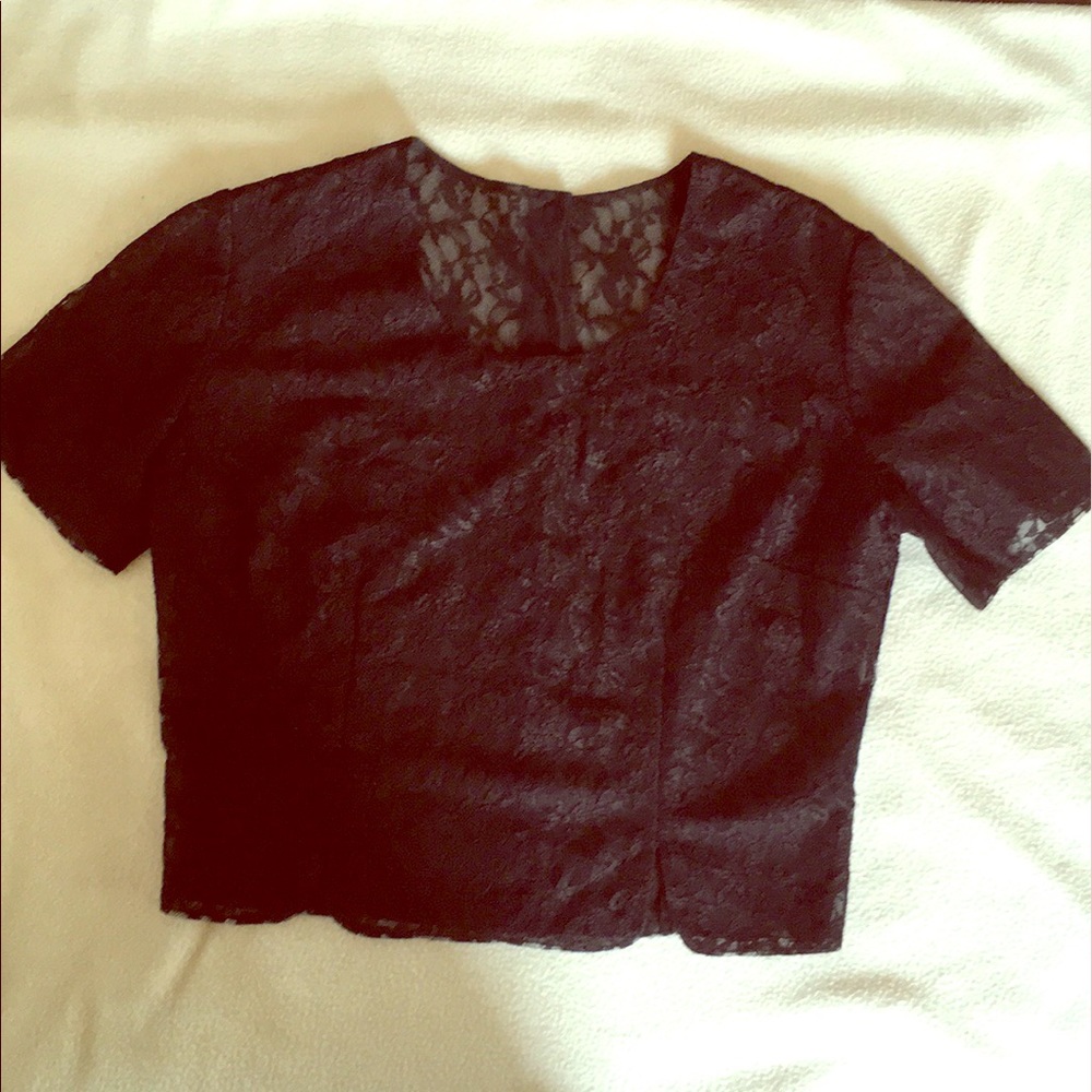Black Lace Short Sleeve Shirt